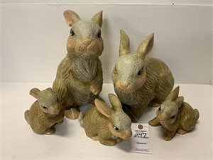 Set of 5 Ceramic Family Bunnies