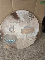 Large Paper Mache Wall Plaque Buffalo With Indian
