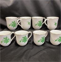 Herend Chinese Bouquet Green Mugs (8), holds 10 oz