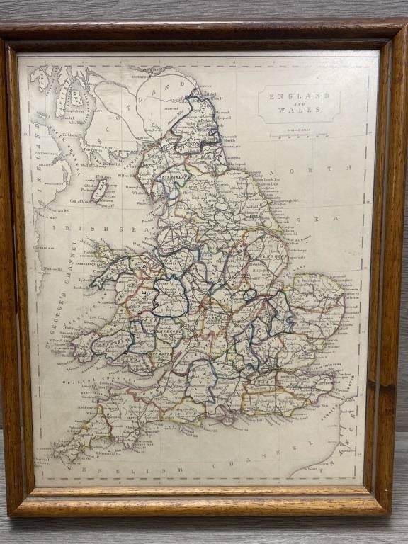 1845 England & Whales Map 9.5"x12”