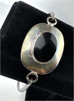 925 Silver Onyx Bangle Bracelet