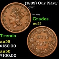 (1863) Our Navy Civil War Token 1c Grades Choice A