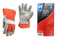 (3)  Pairs Of Double Palm Work Gloves