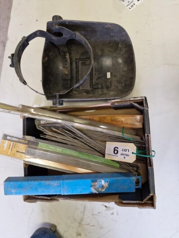 Assortment of Welding Rods with Helmet