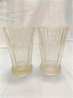 Glass Vases, Ribbed, 9", (2)