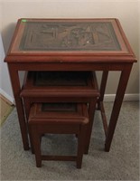 Asian Wood Carved Nesting Tables