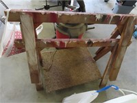 GROUPING OF SAW HORSES -FURNITURE CART & VINTAGE