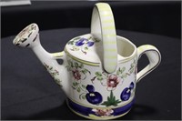 Ceramic hand painted floral watering pitcher