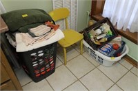 LOT: TOWELS, WASH CLOTHS, CLEANING SUPPLIES AND