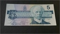 1986 Canada Unc $5 Banknote