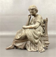Antique Spelter Maiden Statue