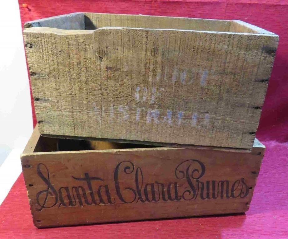 2 Old Wood Crates Santa Clara Prunes & Australia