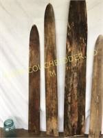 4 Old wooden pelt drying/skinning boards