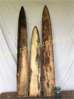 3 long wooden pelt drying/skinning boards
