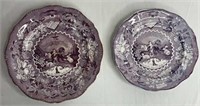 2  C 1830 Millenium Purple Staffordshire Plates