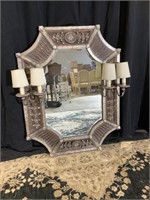 Very ornate impressive lighted sconce mirror