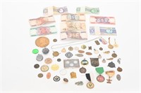 Vintage Foreign Currency, Coins, Pins/Pendants
