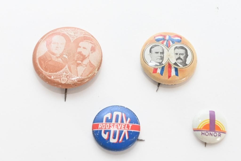 Vintage Collectible Presidential Pins- 1908, 1920