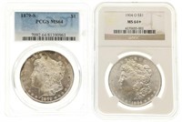 1879-S & 1904-O US MORGAN $1 SILVER COINS NGC & PC