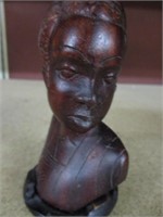 Hand carved Wood Statue portrait Bust of Woman