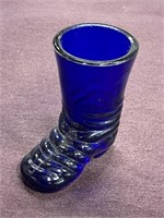 Cobalt blue glass shoe boot