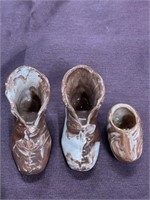 Ceramic shoe boot lot Brown white
