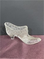Fenton clear glass daisy & button shoe slipper