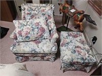 Floral Accent Chair, Ottoman & Pillows