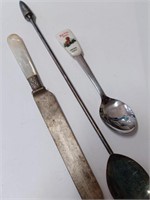 Marked Italy Vtg. Spoon, Mother of Pearl Handle