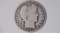 1901-O Liberty Head Barber Half Dollar
