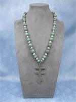 Sterling Pendant & Beads Necklace Hallmarked