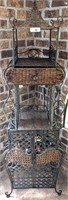 ORIENTAL WICKER AND METAL WINE CABINET