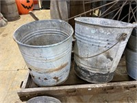 two galvanized pails large