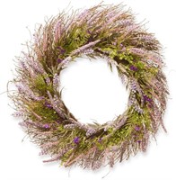 24 Inch Branch Wreath with Lavender Flowers