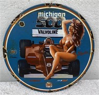 Round Enamel Old Look "MICHIGAN 500 VAVOLINE" Sign