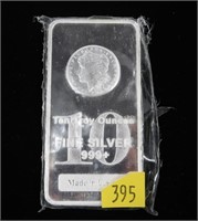 Ten Troy ounces .999+ Fine silver bar