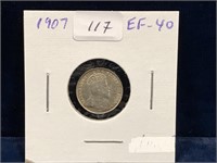 1907 Can Silver Five Cent Piece  EF40