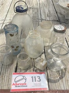GLASS JARS,LG JAR W/ WIRE HANDLE