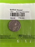 1937 Buffalo average circulated nickel