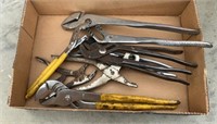 Lot of Approx, 7 Channel Locks and 1 Clamp Wrench