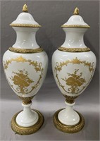 Pair of French Porcelain Mantle Urns