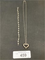 Sterling Silver Heart Pendant Necklace & Shell