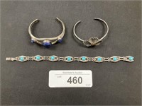 Sterling Silver Blue Stone Bracelet, 2 Sterling