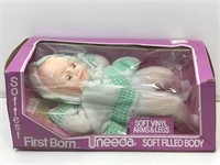 NIB vintage Uneeda softest first born doll. Box