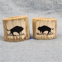 Vintage Handmade Elkhorn Salt & Pepper Shakers