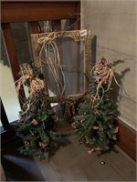 TWO ACCENT TREES, WOOD FRAME
