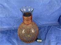 Large Basket Weave Covered Vase, 19x11"w