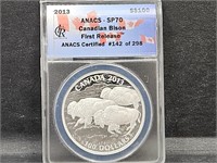 SP 70 Canada Bison Silver 100 Dollar Coin