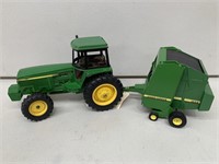 Model John Deere Tractor and Hay Baler