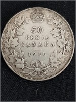 1918 Canadian 50 cent Silver Coin